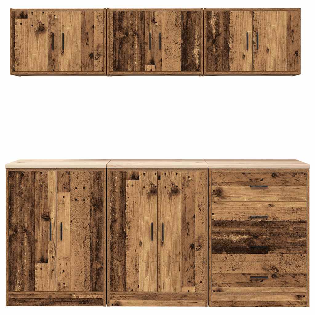 vidaXL Dulapuri de garaj 6 buc Lemn vechi Lemn prelucrat