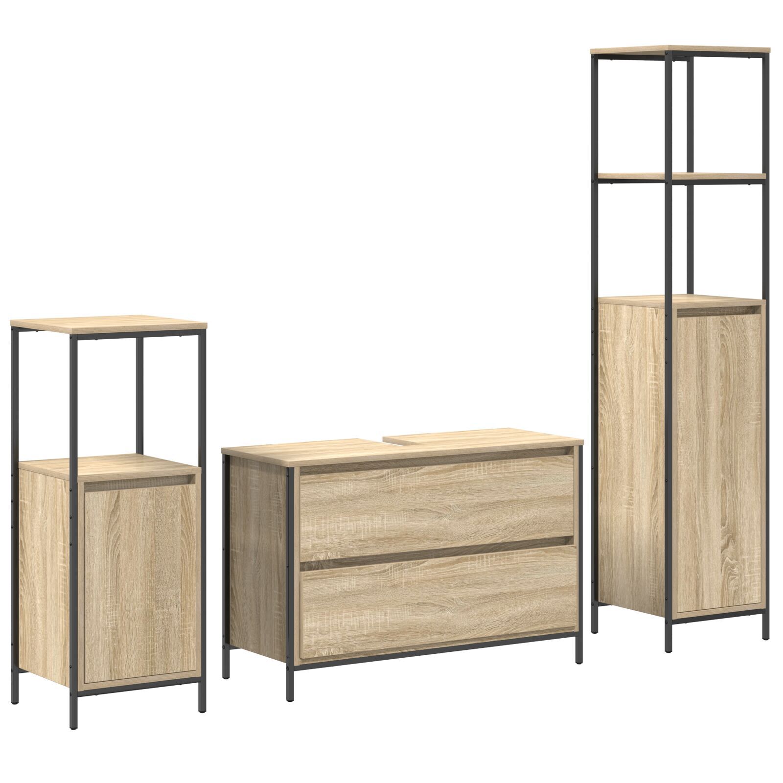 vidaXL Set mobilier baie, 3 piese, stejar sonoma, lemn prelucrat vidaXL Set mobilier baie, 3 piese, stejar sonoma, lemn prelucrat