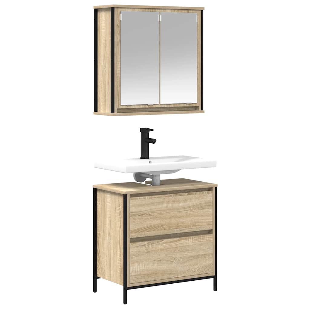 vidaXL Set mobilier de baie, 2 piese, stejar sonoma, lemn prelucrat vidaXL Set mobilier de baie, 2 piese, stejar sonoma, lemn prelucrat
