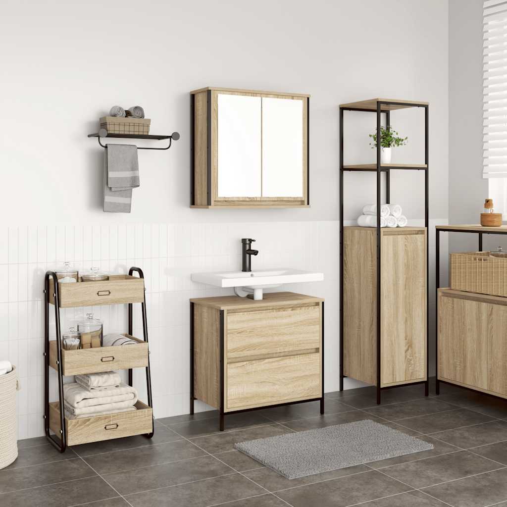 vidaXL Set mobilier de baie, 2 piese, stejar sonoma, lemn prelucrat vidaXL Set mobilier de baie, 2 piese, stejar sonoma, lemn prelucrat