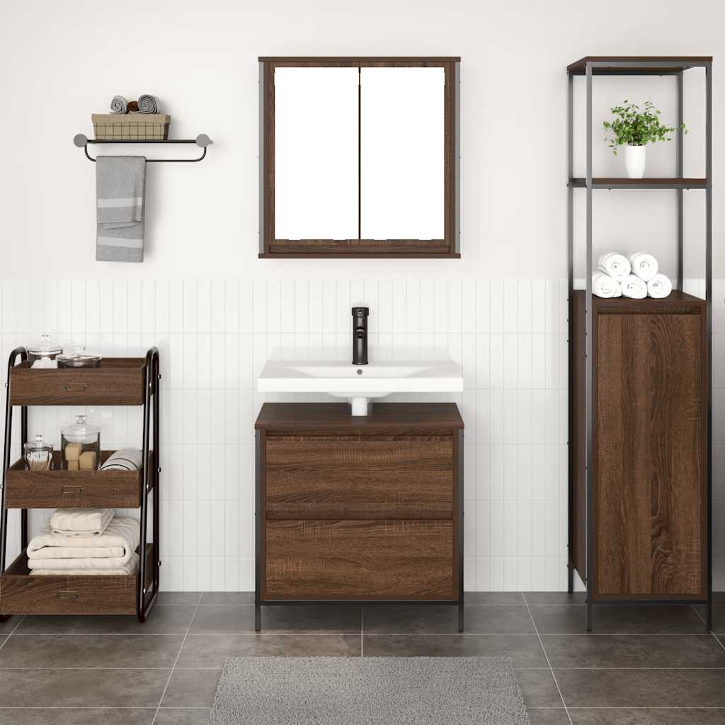 vidaXL Set mobilier de baie, 2 piese, stejar maro, lemn prelucrat vidaXL Set mobilier de baie, 2 piese, stejar maro, lemn prelucrat