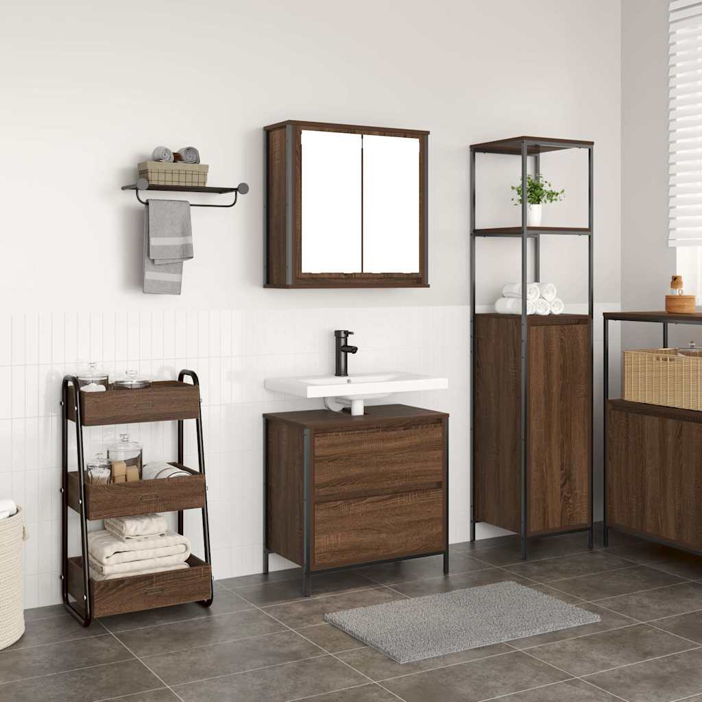 vidaXL Set mobilier de baie, 2 piese, stejar maro, lemn prelucrat vidaXL Set mobilier de baie, 2 piese, stejar maro, lemn prelucrat
