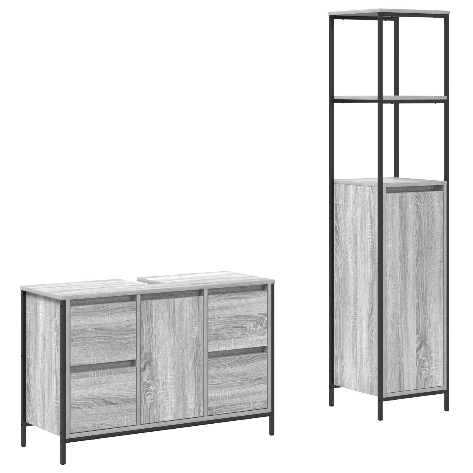 Set de mobilier pentru baie 2 piese vidaXL Gri Sonoma din lemn prelucrat Set de mobilier pentru baie 2 piese vidaXL Gri Sonoma din lemn prelucrat
