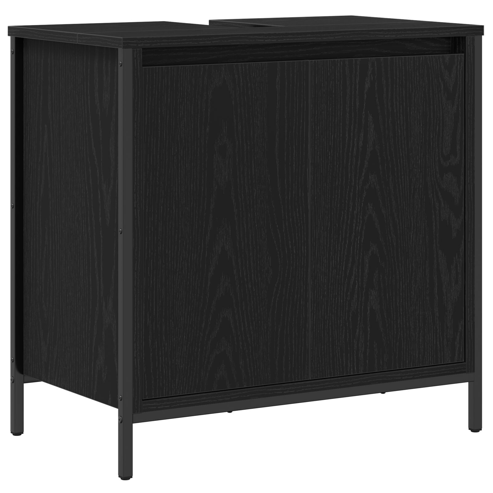 Set de mobilă pentru baie 5 piese vidaXL din lemn de stejar negru Set de mobilă pentru baie 5 piese vidaXL din lemn de stejar negru