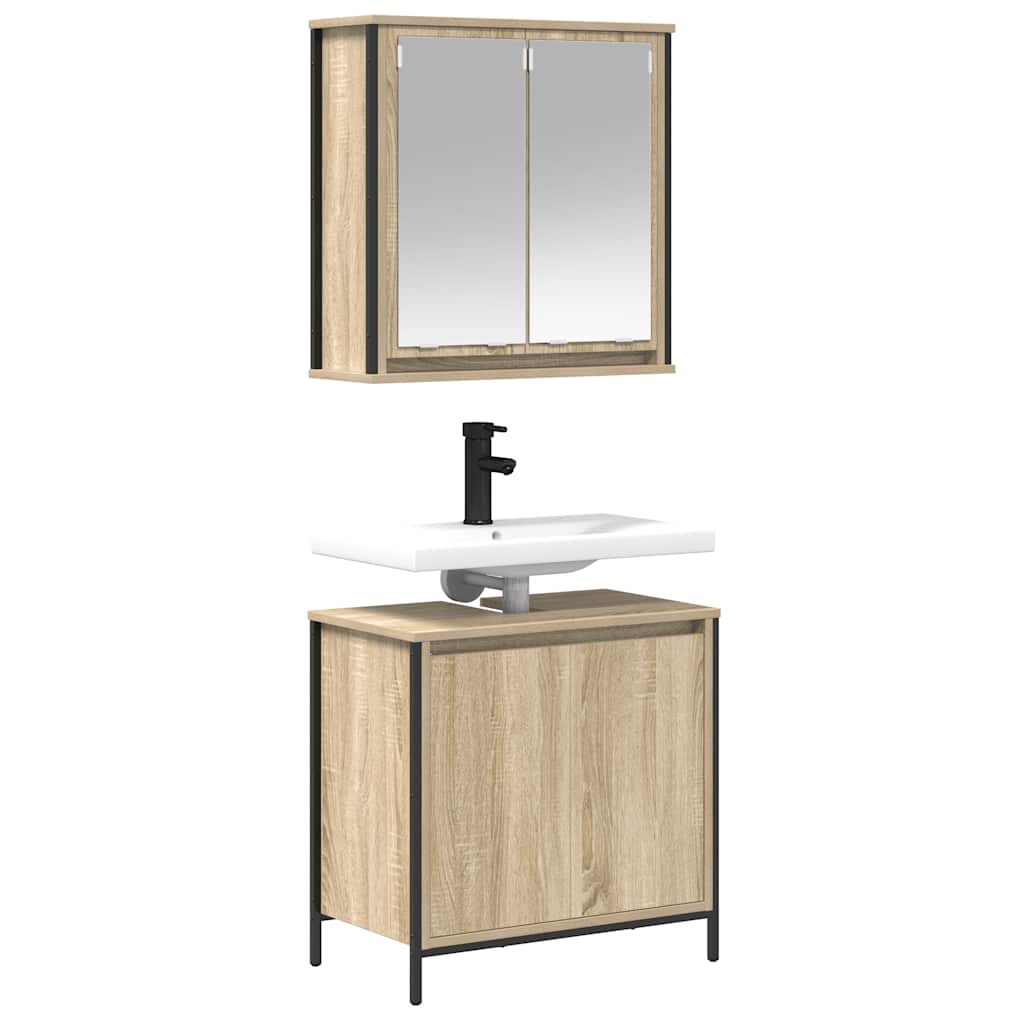 vidaXL Set mobilier de baie, 2 piese, stejar sonoma, lemn prelucrat vidaXL Set mobilier de baie, 2 piese, stejar sonoma, lemn prelucrat