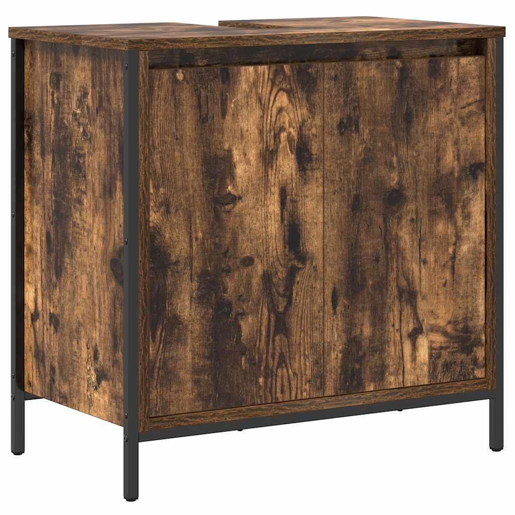 vidaXL Set mobilier de baie, 2 piese, stejar fumuriu, lemn prelucrat