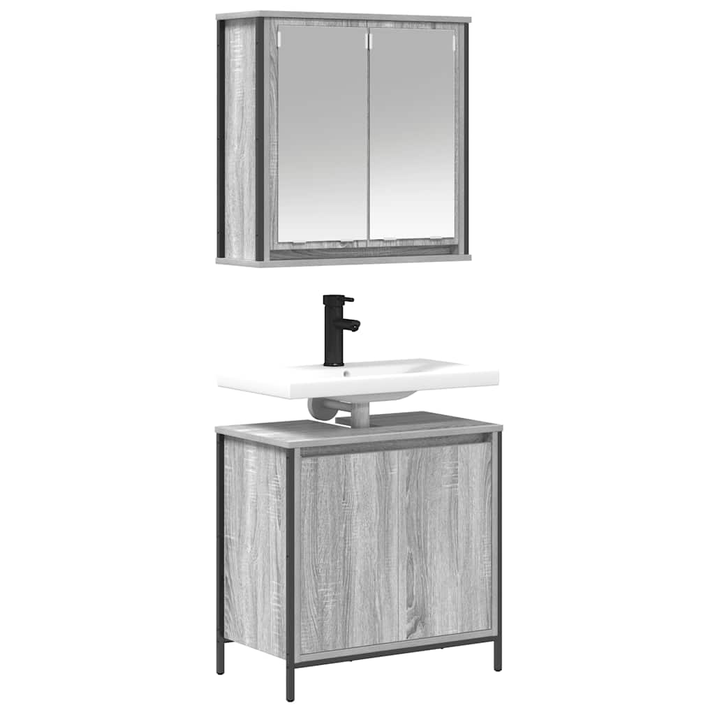 vidaXL Set mobilier de baie, 2 piese, gri sonoma, lemn prelucrat vidaXL Set mobilier de baie, 2 piese, gri sonoma, lemn prelucrat