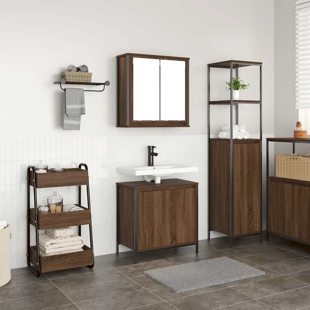 vidaXL Set mobilier de baie, 2 piese, stejar maro, lemn prelucrat vidaXL Set mobilier de baie, 2 piese, stejar maro, lemn prelucrat