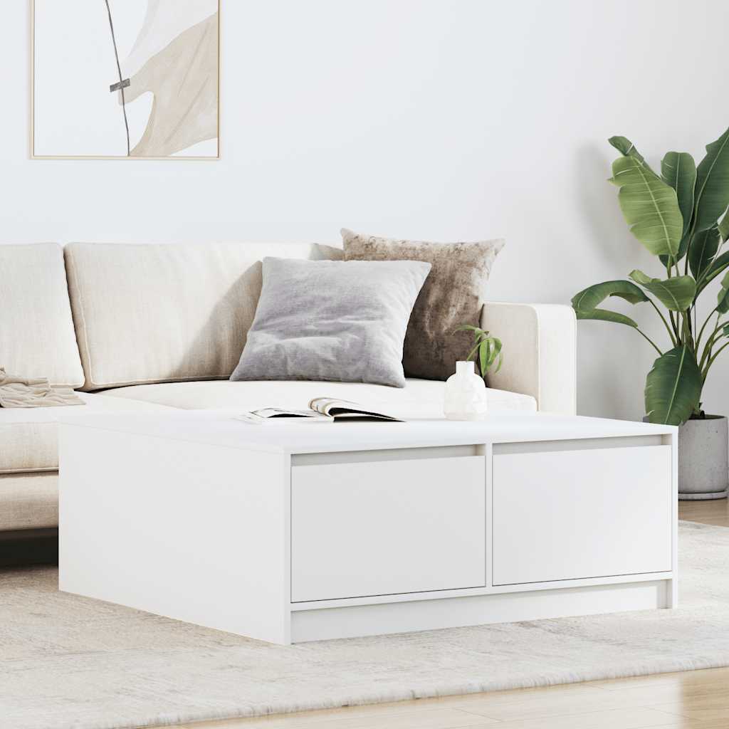 vidaXL Masuta de cafea cu sertare alb 100x100x40 cm vidaXL Masuta de cafea cu sertare alb 100x100x40 cm