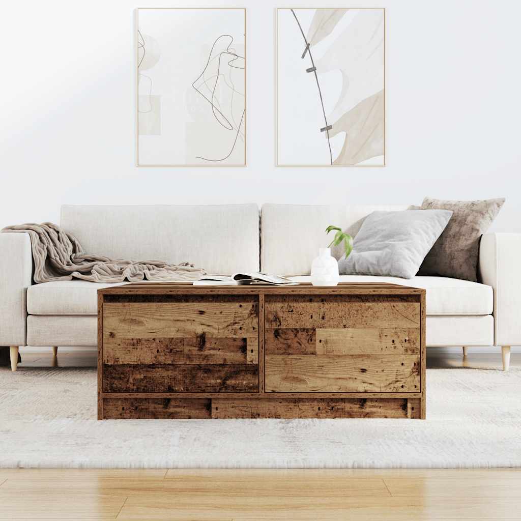 vidaXL Masuta de cafea cu sertare din lemn vechi 100x100x40 cm