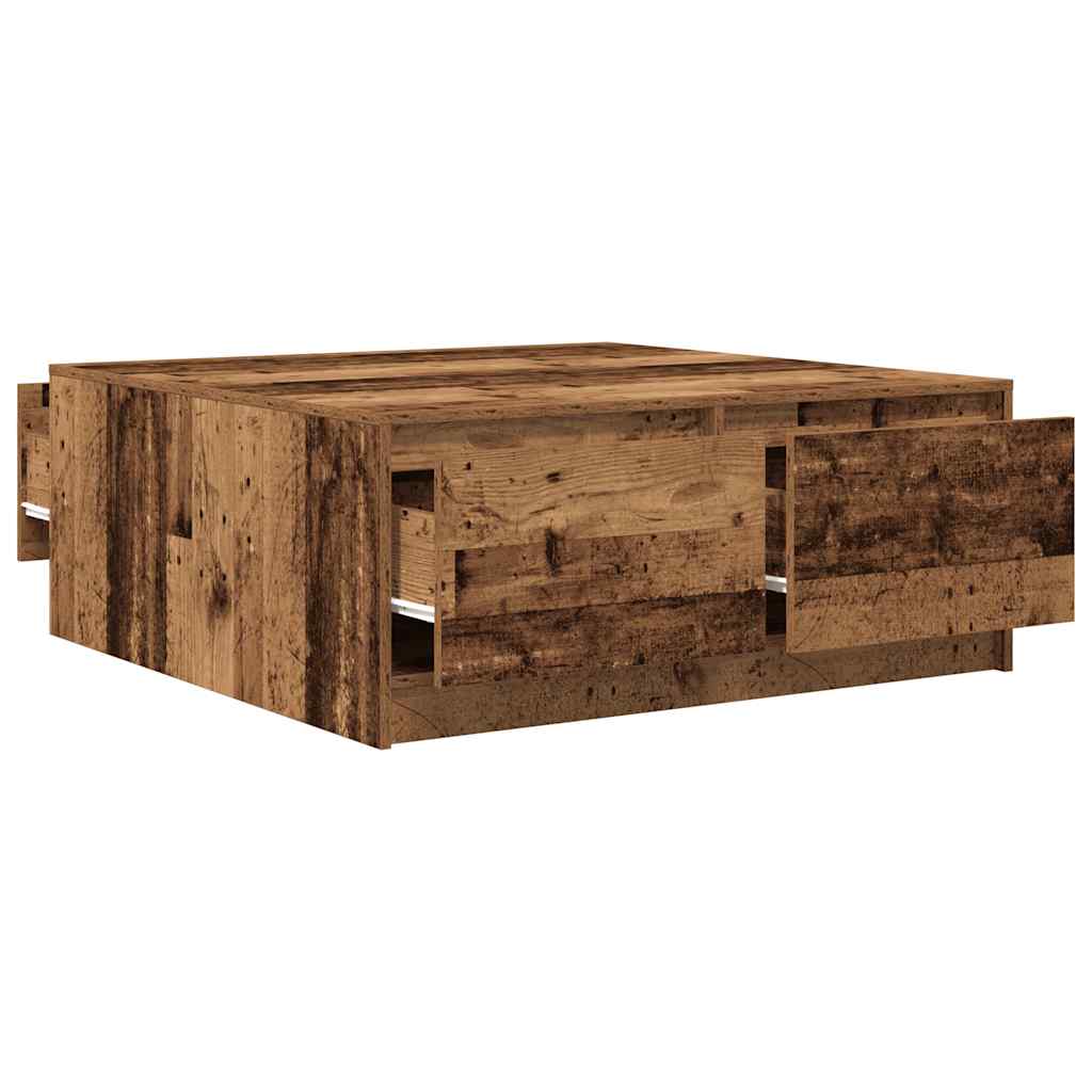 vidaXL Masuta de cafea cu sertare din lemn vechi 100x100x40 cm