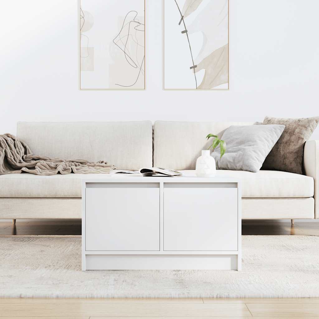vidaXL Masuta de cafea cu sertare alb 70,5x70x40 cm vidaXL Masuta de cafea cu sertare alb 70,5x70x40 cm