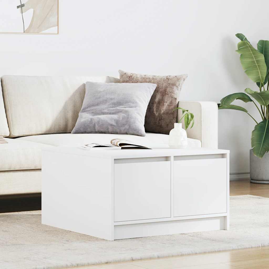 vidaXL Masuta de cafea cu sertare alb 70,5x70x40 cm vidaXL Masuta de cafea cu sertare alb 70,5x70x40 cm