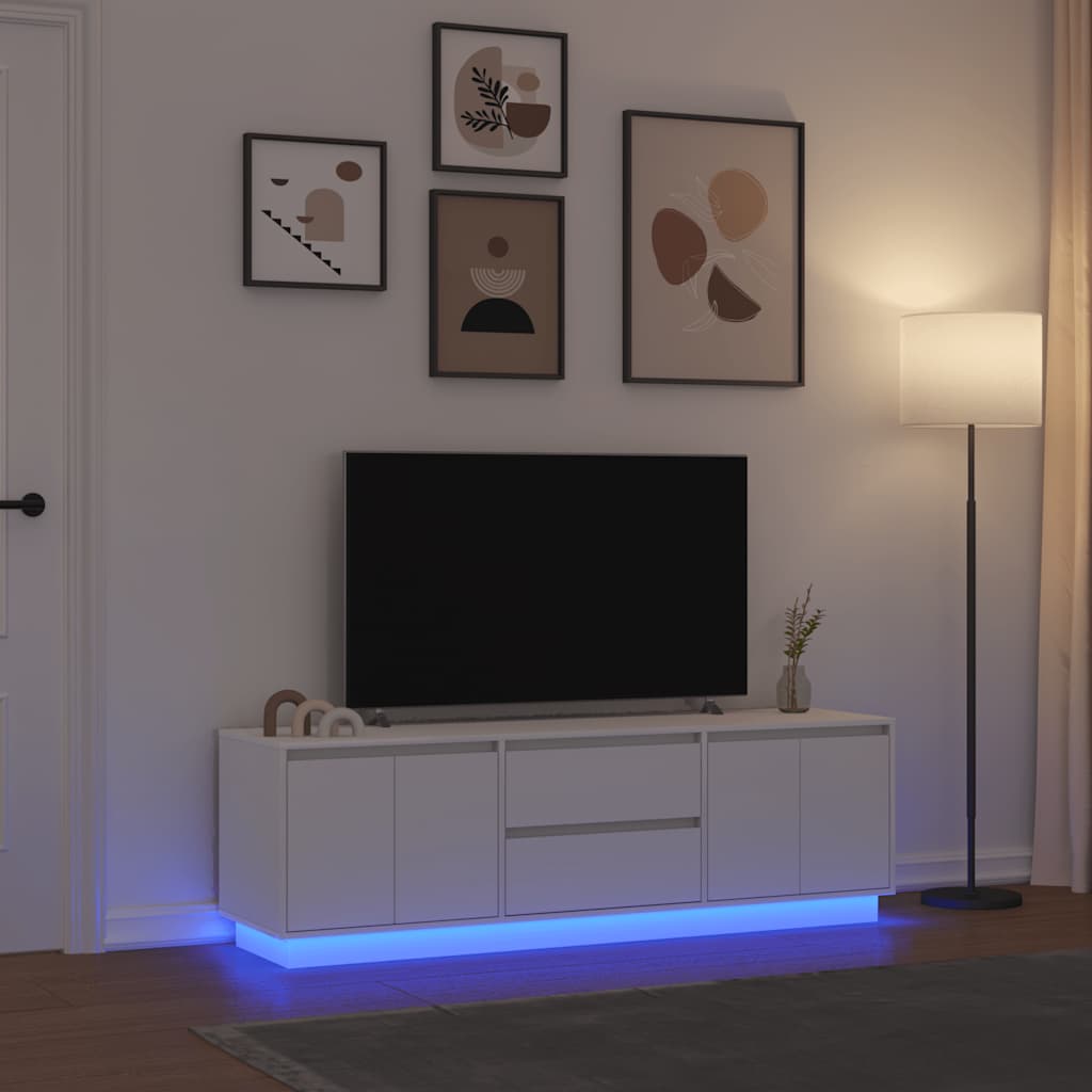 vidaXL Dulap TV cu lumini LED alb 160,5x41x50 cm vidaXL Dulap TV cu lumini LED alb 160,5x41x50 cm