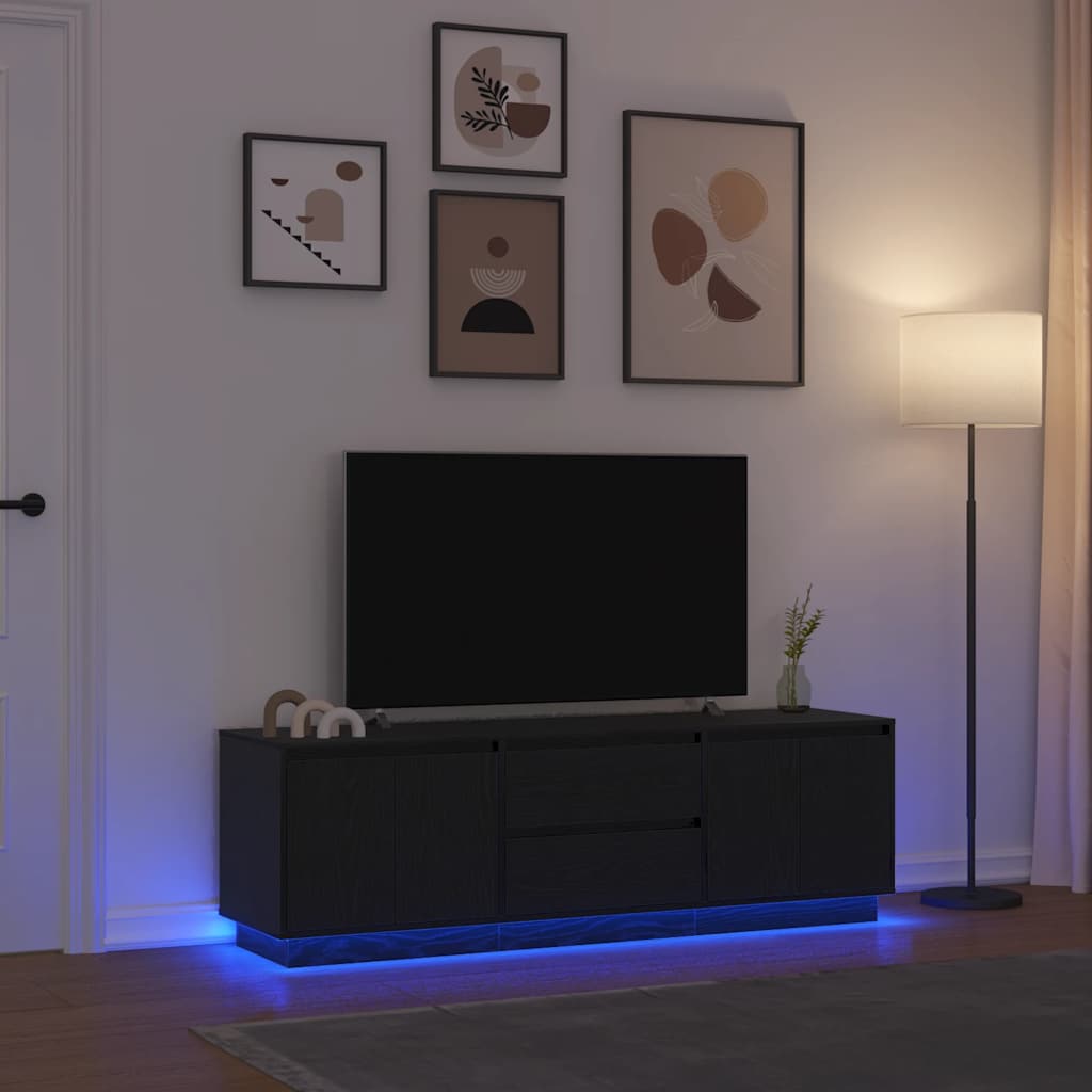 vidaXL Dulap TV cu lumini LED Stejar negru 160,5x41x50 cm vidaXL Dulap TV cu lumini LED Stejar negru 160,5x41x50 cm
