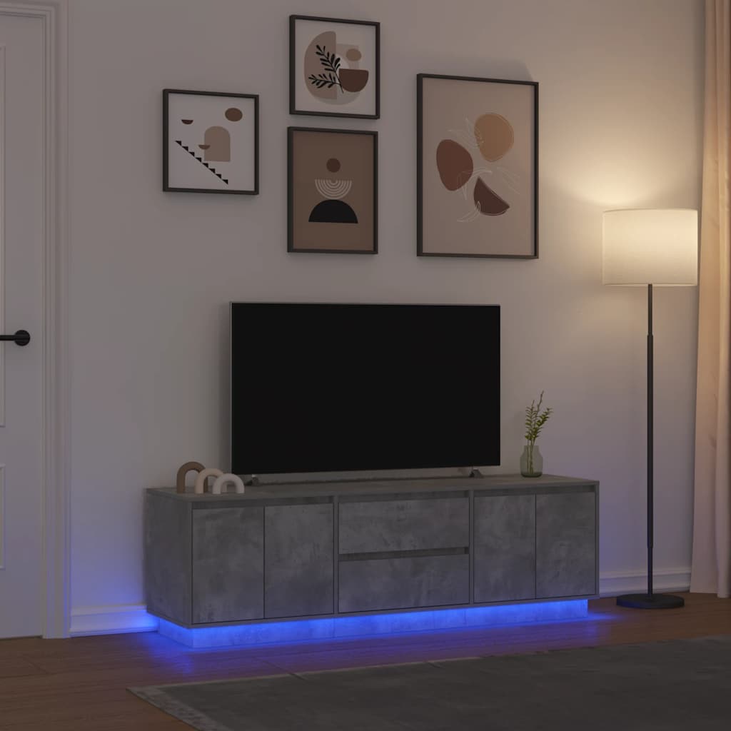 vidaXL Dulap TV cu lumini LED Gri beton 160,5x41x50 cm vidaXL Dulap TV cu lumini LED Gri beton 160,5x41x50 cm