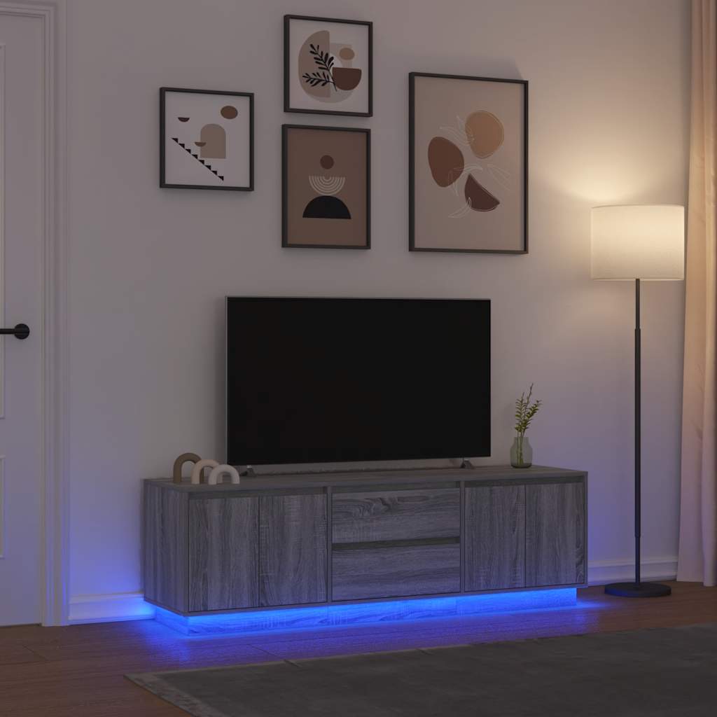 vidaXL Dulap TV cu lumini LED Gri Sonoma 160,5x41x50 cm vidaXL Dulap TV cu lumini LED Gri Sonoma 160,5x41x50 cm