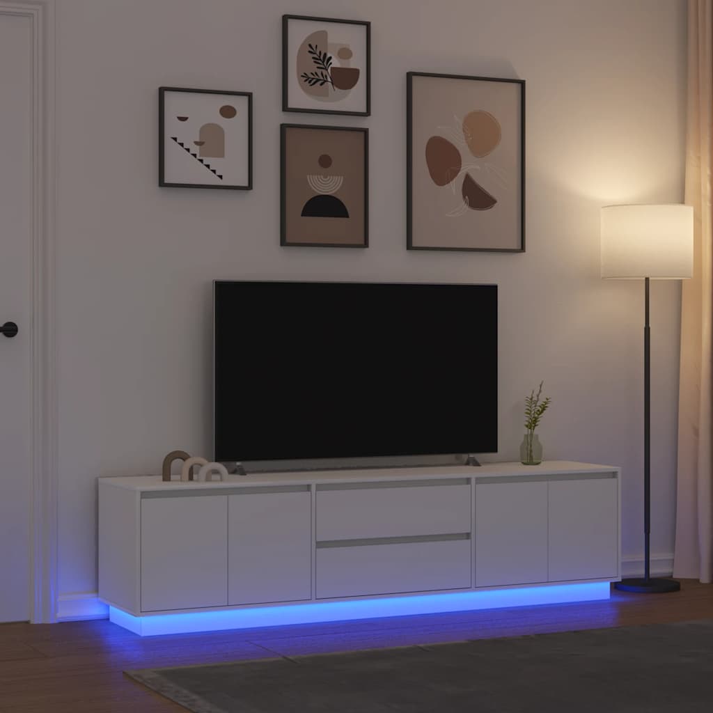 vidaXL Dulap TV cu lumini LED alb 193,5x41x50 cm vidaXL Dulap TV cu lumini LED alb 193,5x41x50 cm