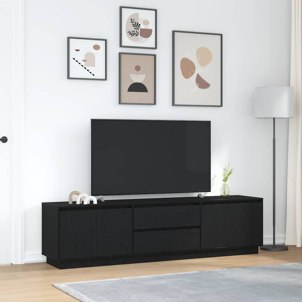 vidaXL Dulap TV cu lumini LED Stejar negru 193,5x41x50 cm vidaXL Dulap TV cu lumini LED Stejar negru 193,5x41x50 cm