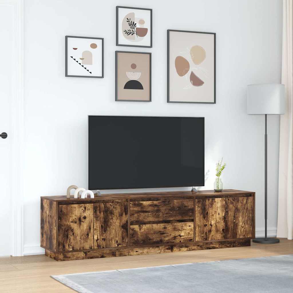 vidaXL Dulap TV cu lumini LED Stejar afumat 193,5x41x50 cm vidaXL Dulap TV cu lumini LED Stejar afumat 193,5x41x50 cm