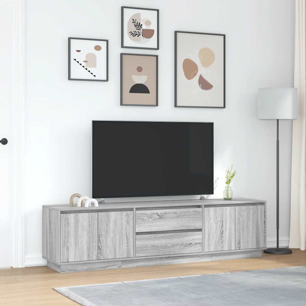 vidaXL Dulap TV cu lumini LED Gri Sonoma 193,5x41x50 cm vidaXL Dulap TV cu lumini LED Gri Sonoma 193,5x41x50 cm