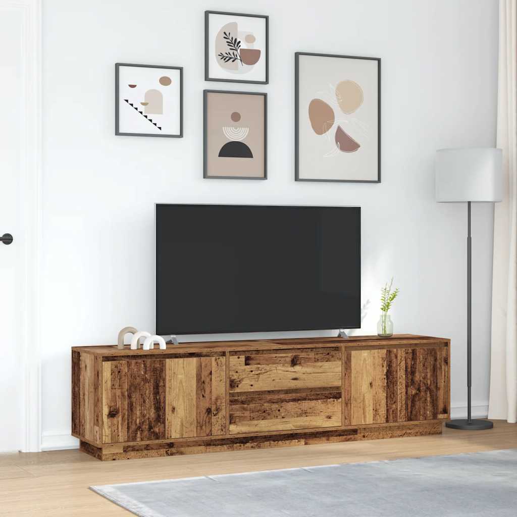 vidaXL Dulap TV cu lumini LED Lemn vechi 193,5x41x50 cm vidaXL Dulap TV cu lumini LED Lemn vechi 193,5x41x50 cm