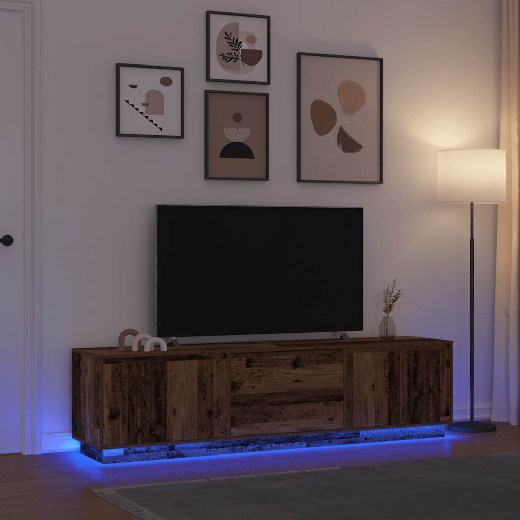 vidaXL Dulap TV cu lumini LED Lemn vechi 193,5x41x50 cm vidaXL Dulap TV cu lumini LED Lemn vechi 193,5x41x50 cm