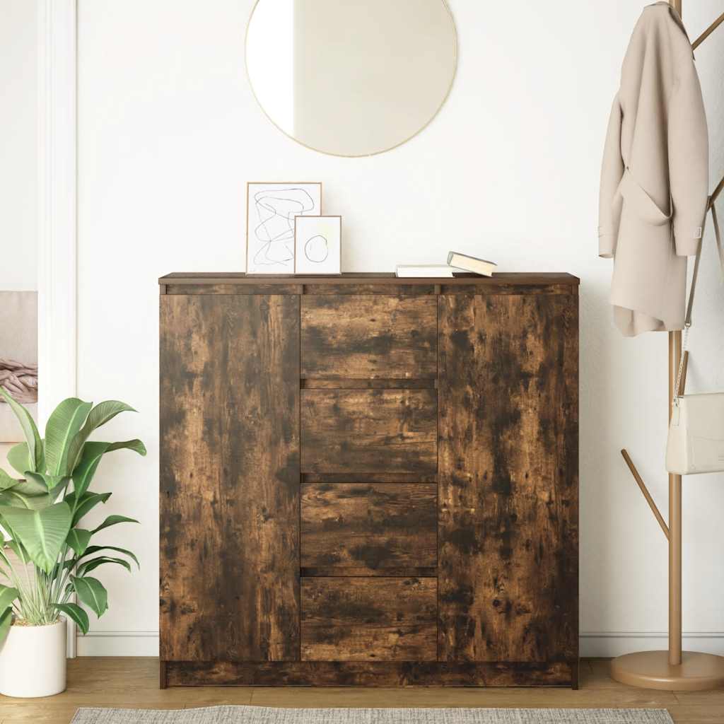 vidaXL Bufetă cu sertare Stejar afumat 100,5x35x98,5 cm Lemn prelucrat