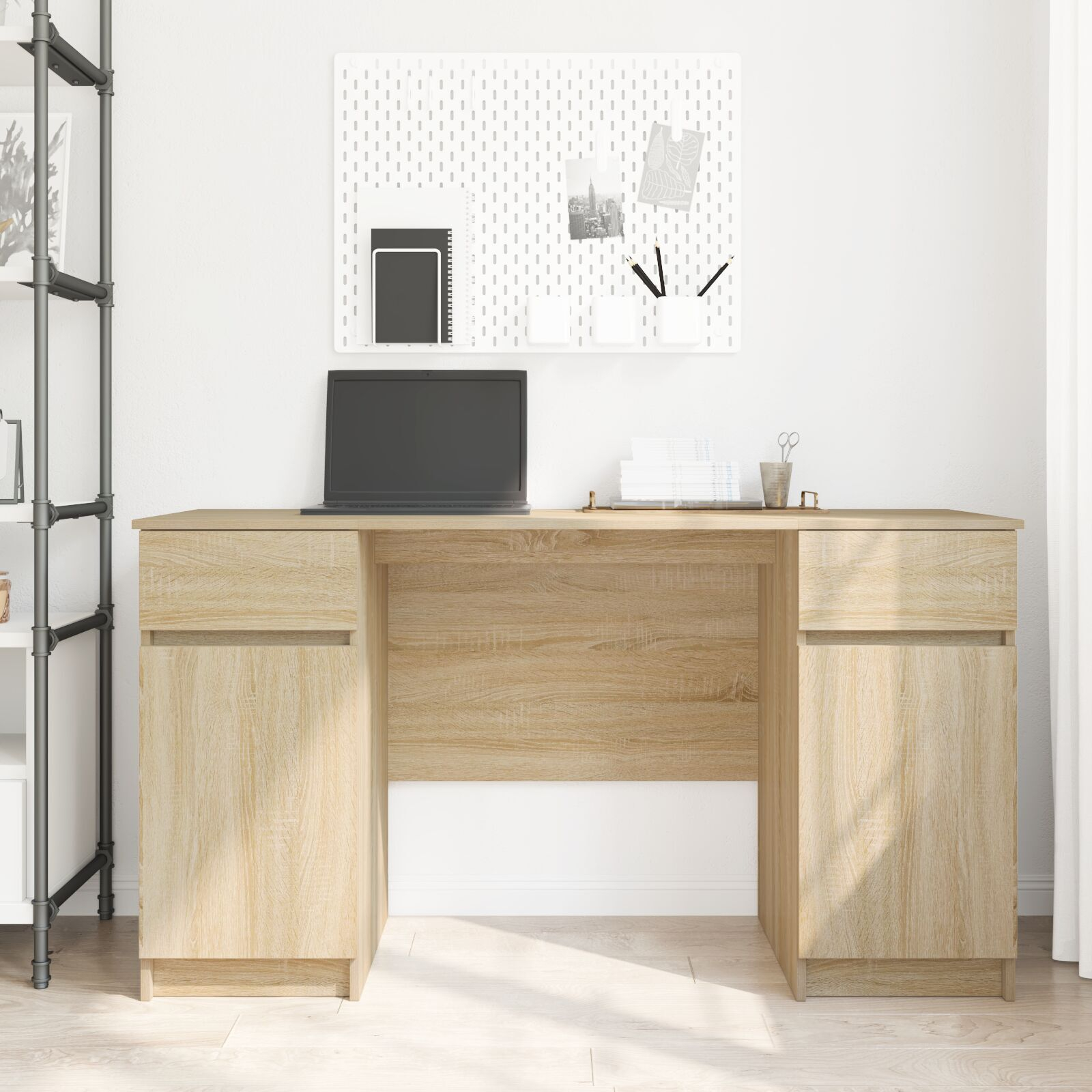 vidaXL Birou, stejar sonoma, 140x49x76 cm, lemn prelucrat