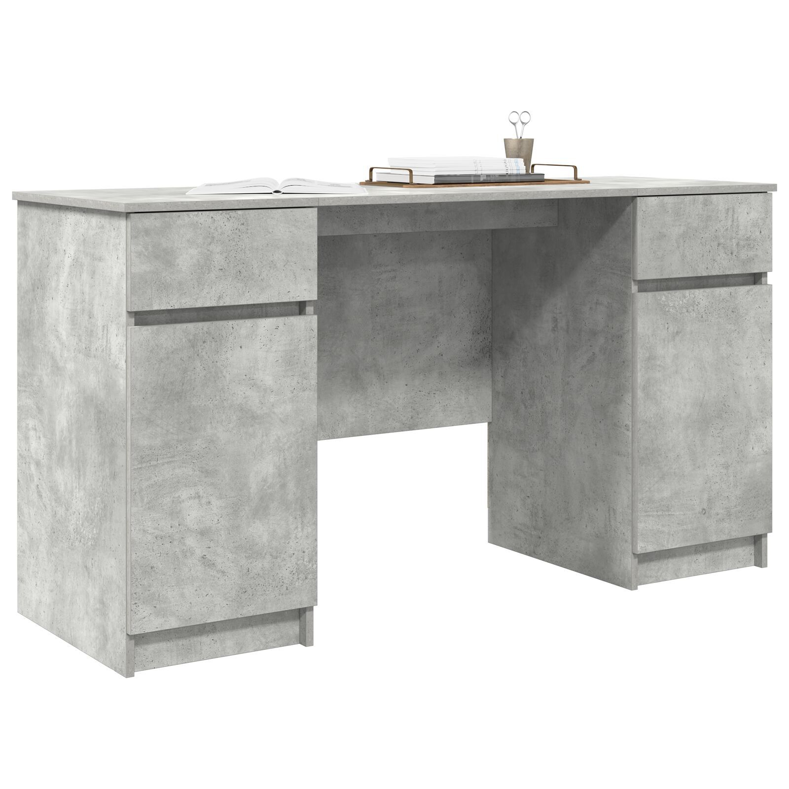 vidaXL Birou cu sertar cu ușă Gri beton 140 x 49 x 76 cm Lemn compozit