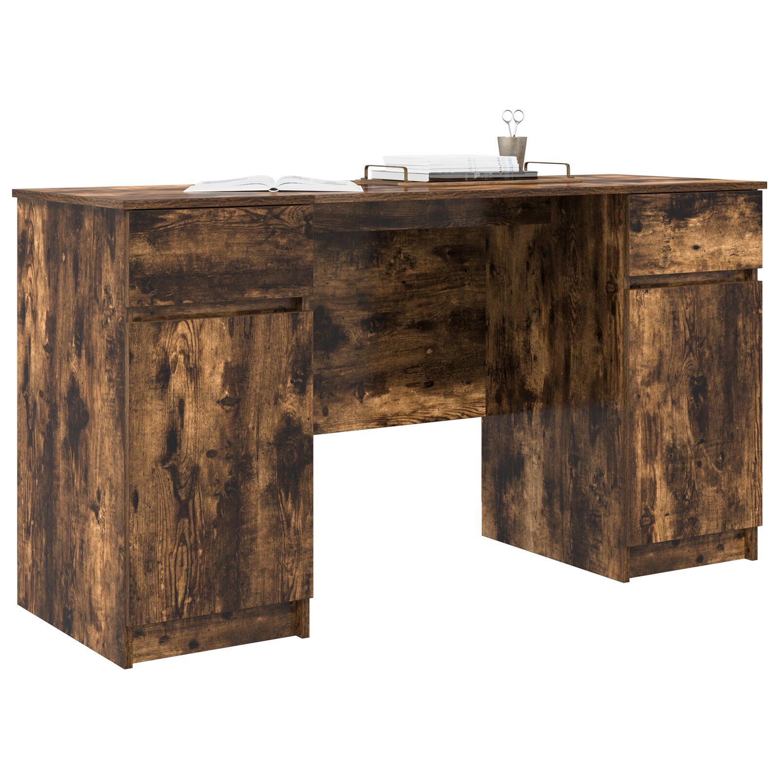 vidaXL Birou, stejar fumuriu, 140x49x76 cm, lemn prelucrat