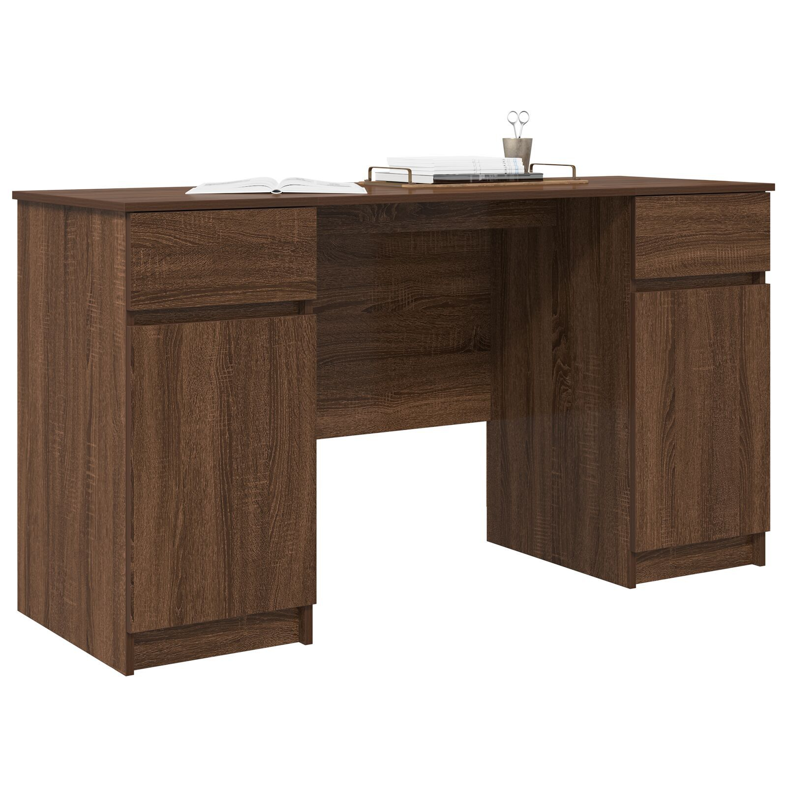 vidaXL Birou, stejar maro, 140x49x76 cm, lemn prelucrat