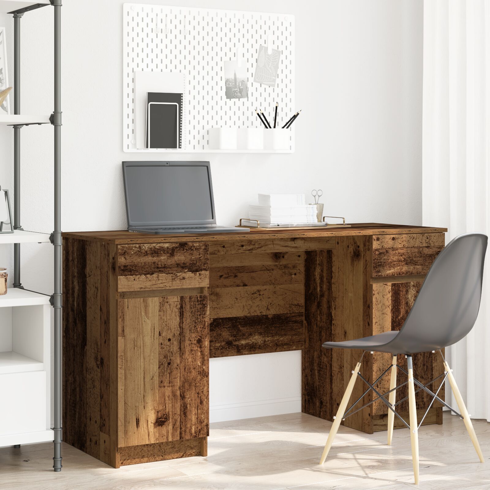 vidaXL Birou, lemn vechi, 140x49x76 cm, lemn prelucrat