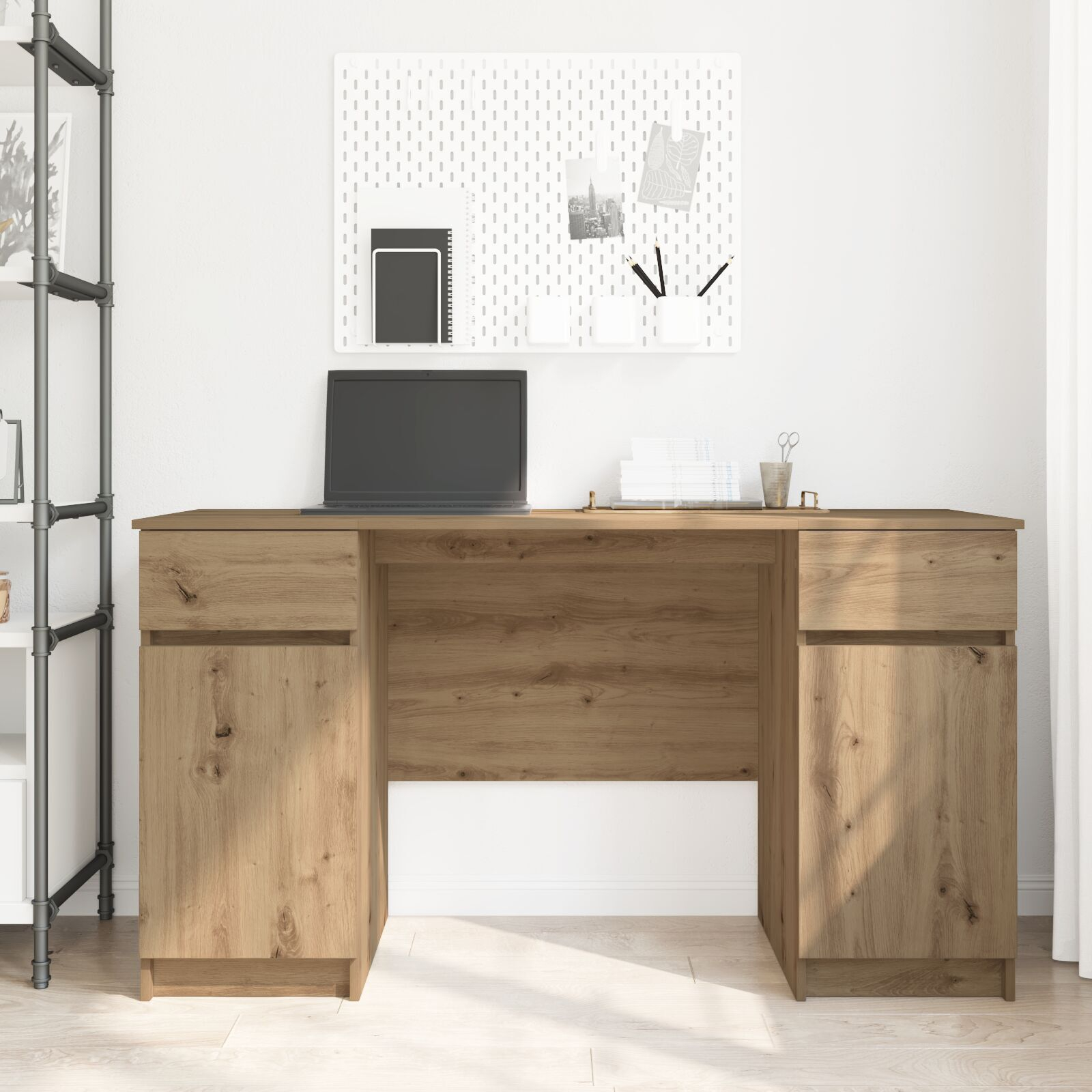 vidaXL Birou, stejar artizanal, 140x49x76 cm, lemn prelucrat