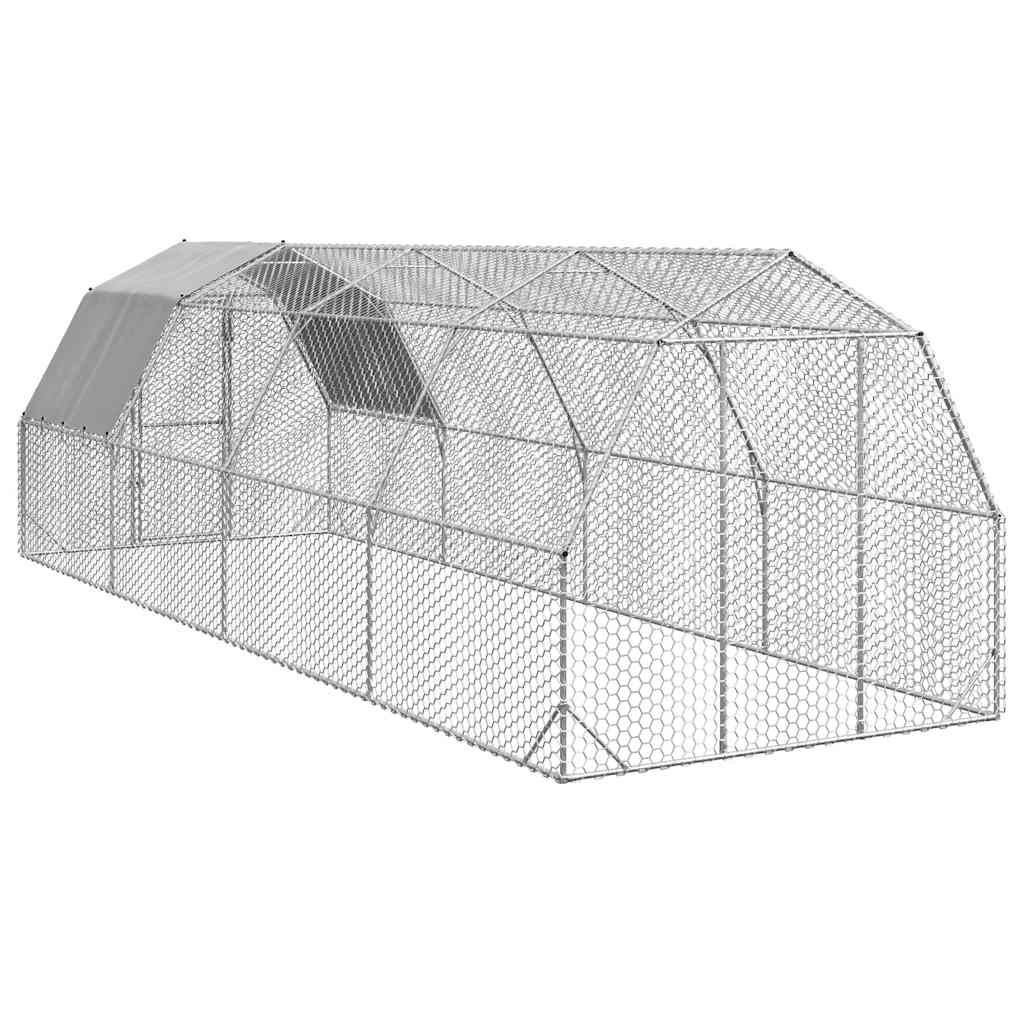 vidaXL Pui de găină cu acoperiș 2,5x8x2,25 m oțel galvanizat