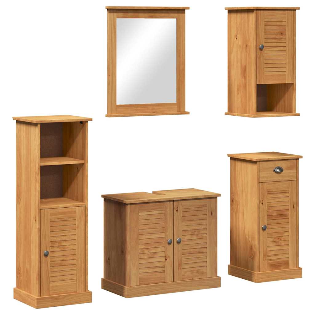 vidaXL Set de mobilier pentru baie cu sertar VIGO 5 pcs maro miere vidaXL Set de mobilier pentru baie cu sertar VIGO 5 pcs maro miere