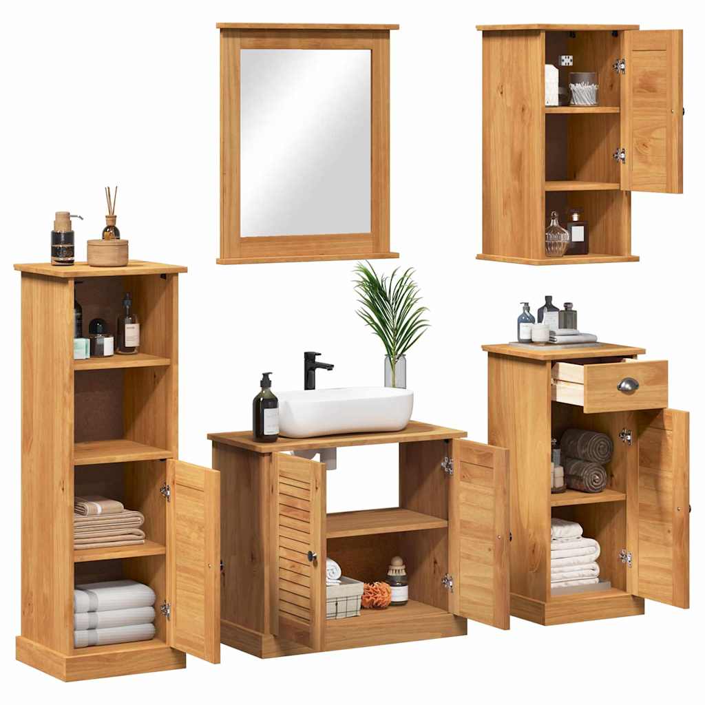 vidaXL Set de mobilier pentru baie cu sertar VIGO 5 pcs maro miere vidaXL Set de mobilier pentru baie cu sertar VIGO 5 pcs maro miere