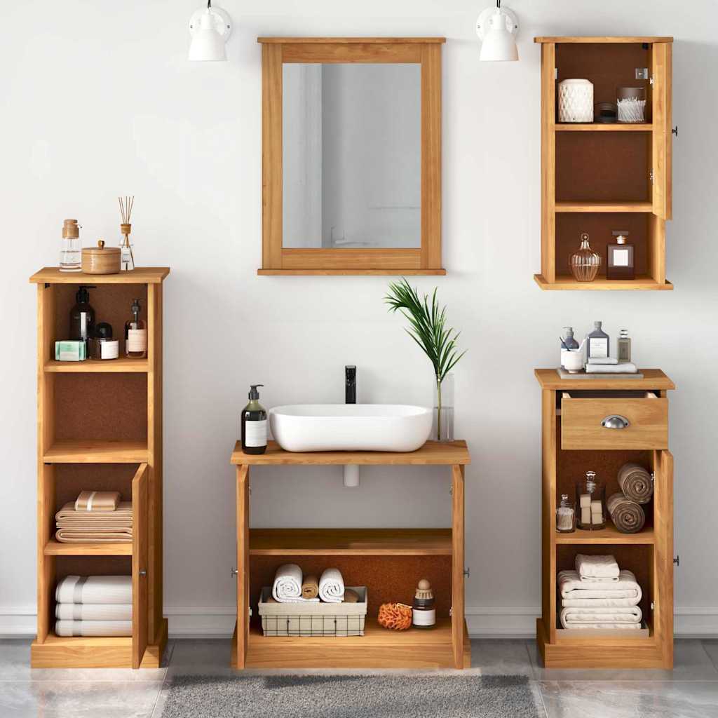 vidaXL Set de mobilier pentru baie cu sertar VIGO 5 pcs maro miere vidaXL Set de mobilier pentru baie cu sertar VIGO 5 pcs maro miere
