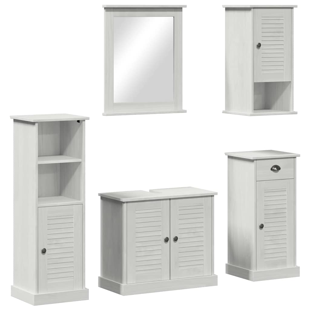 vidaXL Set de mobilier pentru baie cu sertar VIGO 5 pcs alb antichizat vidaXL Set de mobilier pentru baie cu sertar VIGO 5 pcs alb antichizat