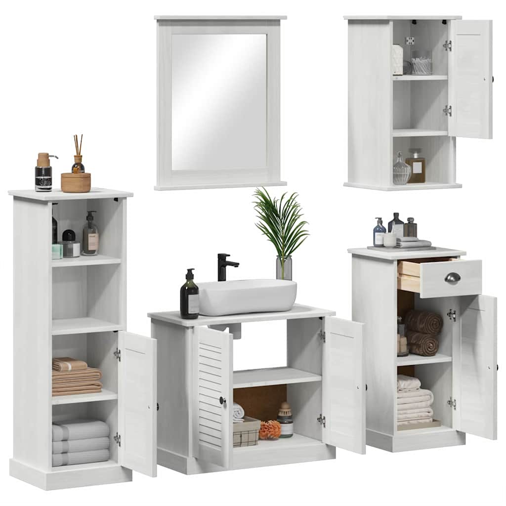 vidaXL Set de mobilier pentru baie cu sertar VIGO 5 pcs alb antichizat vidaXL Set de mobilier pentru baie cu sertar VIGO 5 pcs alb antichizat