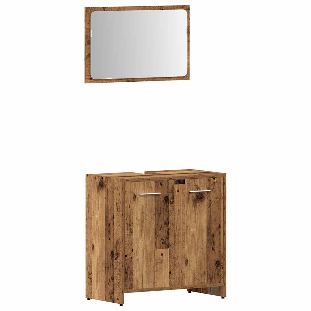 vidaXL Set mobilier de baie, 4 piese, lemn vechi, lemn prelucrat