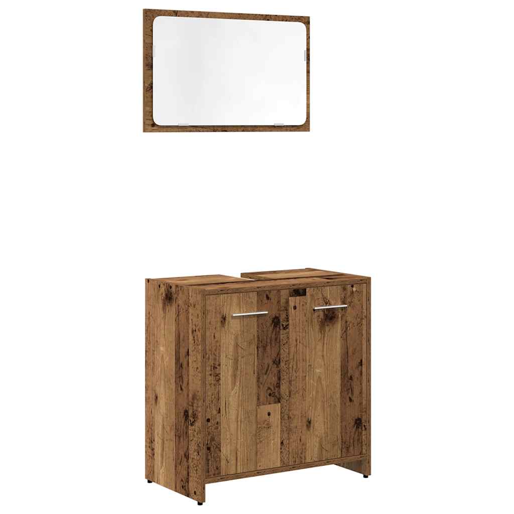 vidaXL Set mobilier de baie, 3 piese, lemn vechi, lemn prelucrat vidaXL Set mobilier de baie, 3 piese, lemn vechi, lemn prelucrat