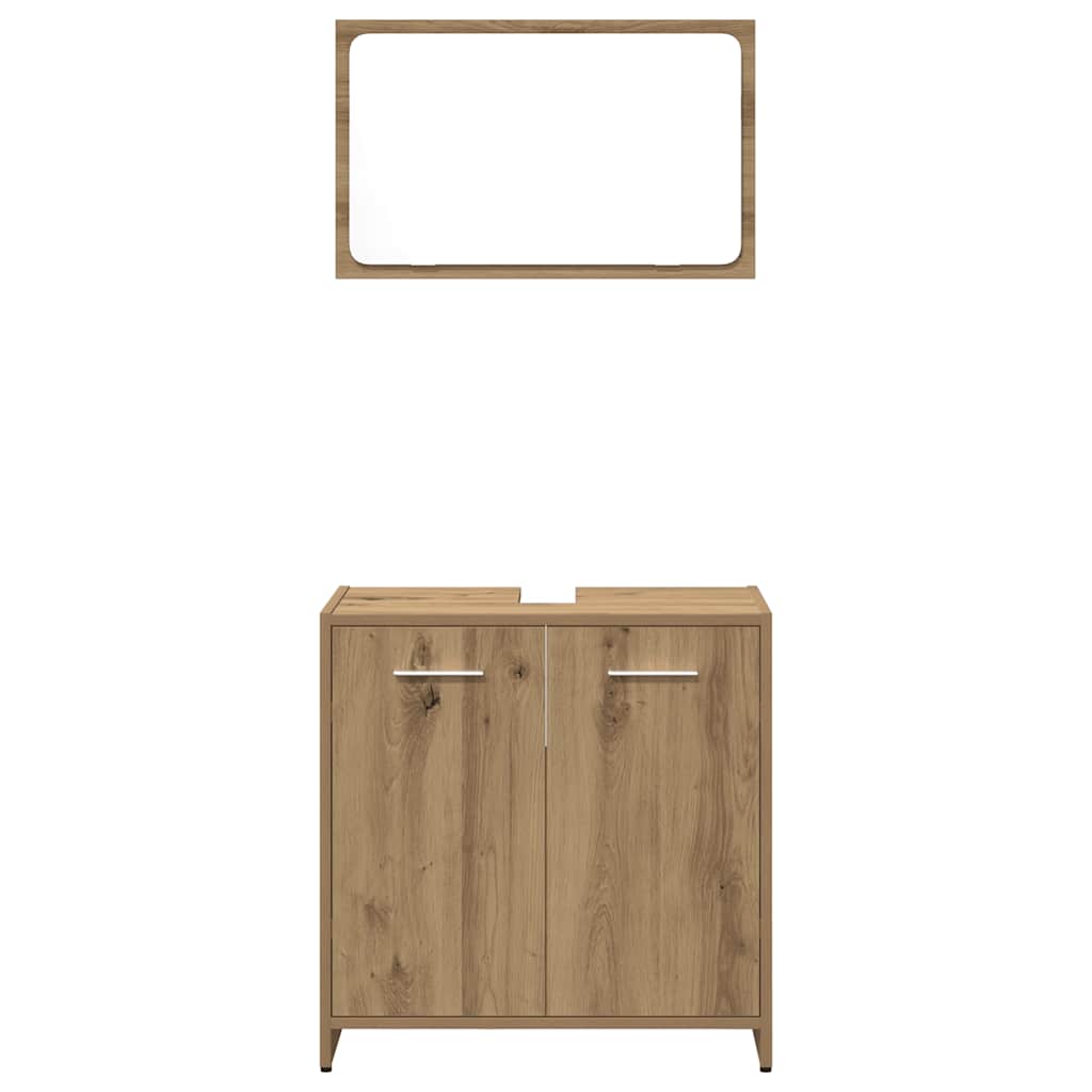 vidaXL Set mobilier de baie, 3 piese, stejar artizanal, lemn prelucrat vidaXL Set mobilier de baie, 3 piese, stejar artizanal, lemn prelucrat