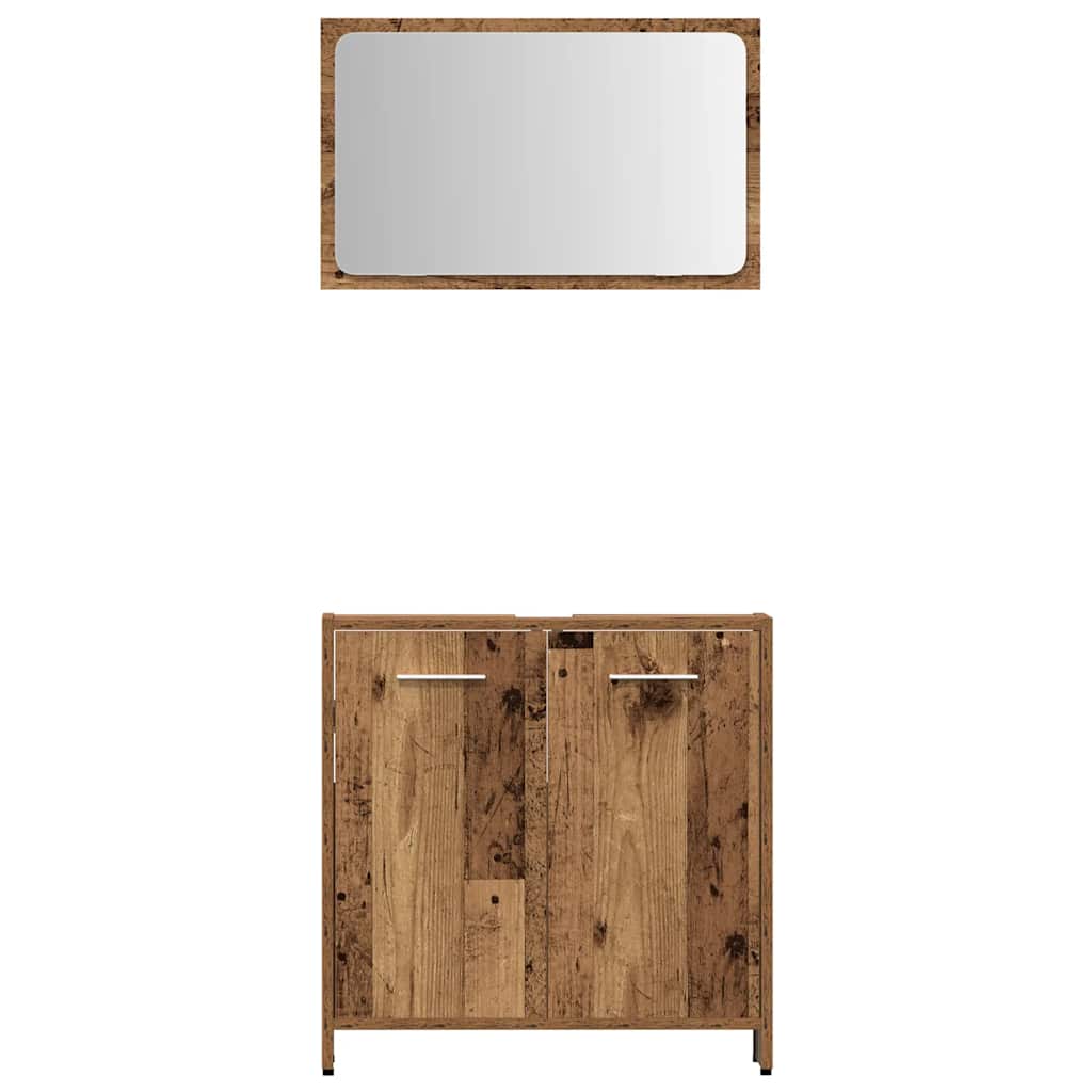 vidaXL Set mobilier de baie, 3 piese, lemn vechi, lemn prelucrat vidaXL Set mobilier de baie, 3 piese, lemn vechi, lemn prelucrat