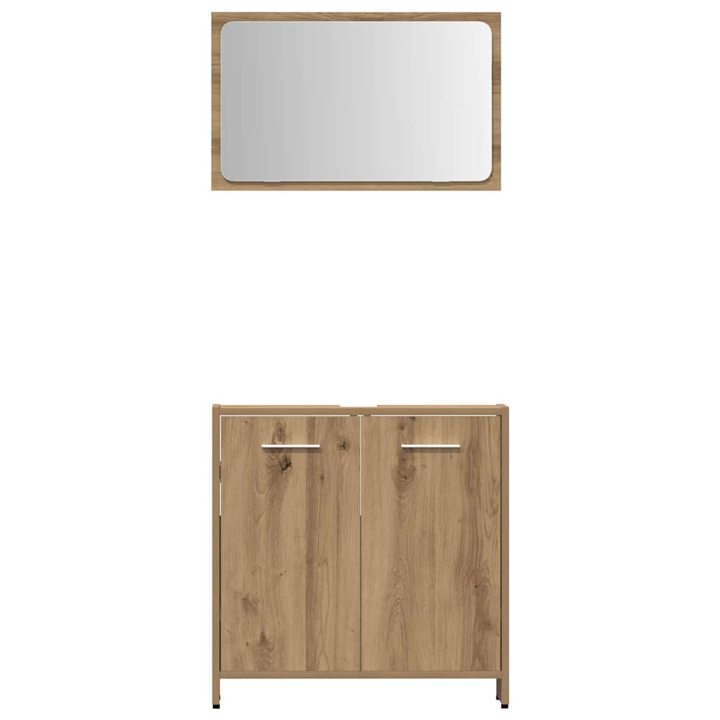 vidaXL Set mobilier de baie, 3 piese, stejar artizanal, lemn prelucrat vidaXL Set mobilier de baie, 3 piese, stejar artizanal, lemn prelucrat