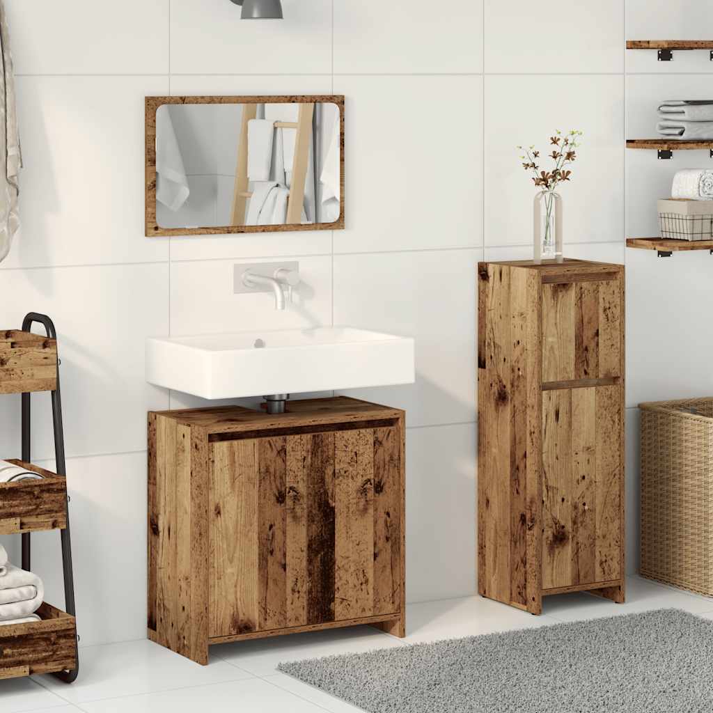 vidaXL Set mobilier de baie, 3 piese, lemn vechi, lemn prelucrat vidaXL Set mobilier de baie, 3 piese, lemn vechi, lemn prelucrat
