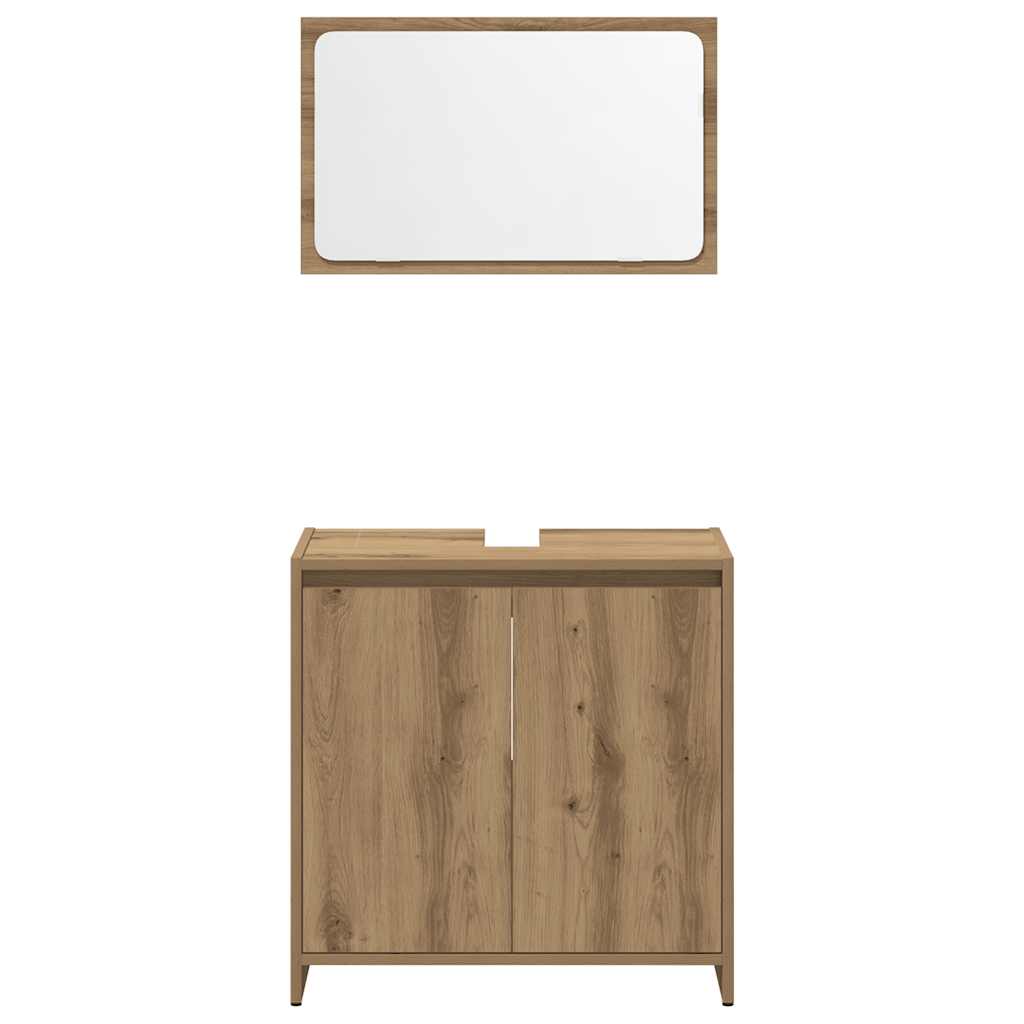vidaXL Set mobilier de baie, 3 piese, stejar artizanal, lemn prelucrat vidaXL Set mobilier de baie, 3 piese, stejar artizanal, lemn prelucrat