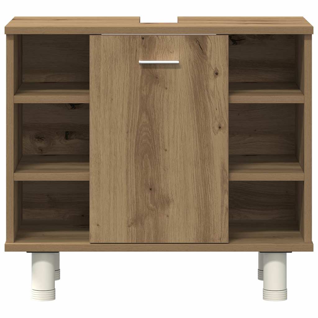 vidaXL Set mobilier de baie, 3 piese, stejar artizanal, lemn prelucrat vidaXL Set mobilier de baie, 3 piese, stejar artizanal, lemn prelucrat
