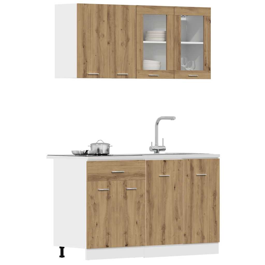 vidaXL Set dulapuri de bucătărie 4 piese Artisan Stejar lemn prelucrat vidaXL Set dulapuri de bucătărie 4 piese Artisan Stejar lemn prelucrat