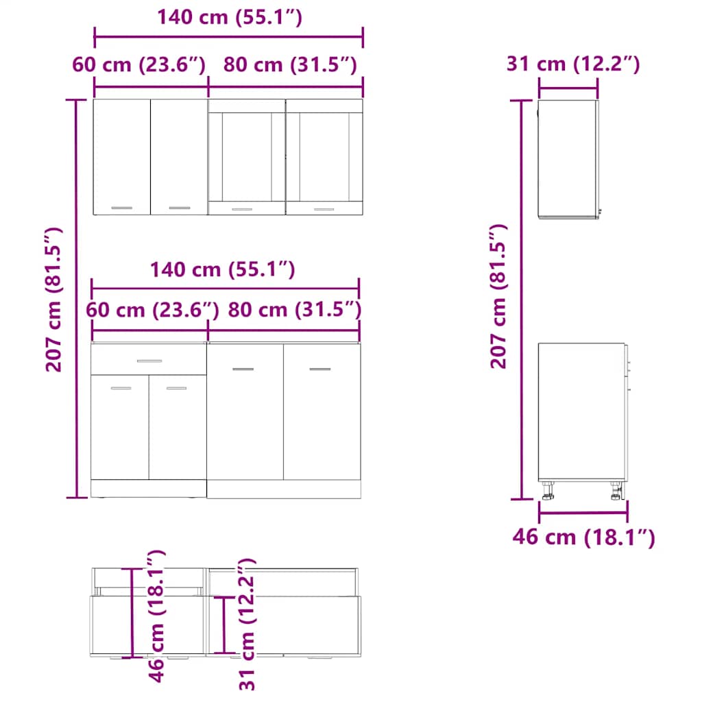 vidaXL Set dulapuri de bucătărie 4 piese Artisan Stejar lemn prelucrat vidaXL Set dulapuri de bucătărie 4 piese Artisan Stejar lemn prelucrat